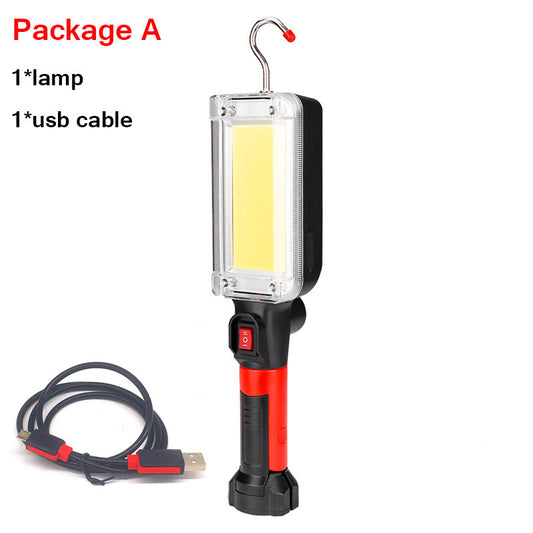 Linterna LED Recargable de Trabajo y Camping con Imán y Gancho