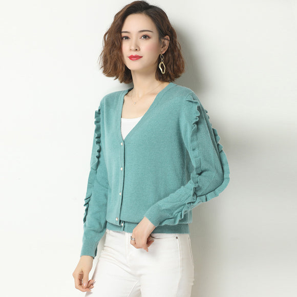 Cardigan Suelto de Punto para Mujer - Suéter Ligero Cuello V Casual