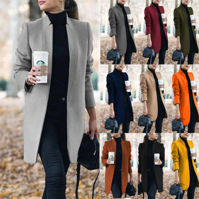 Blazer de Lana Cuello Alto Moda Europea Otoño Invierno - Image 14