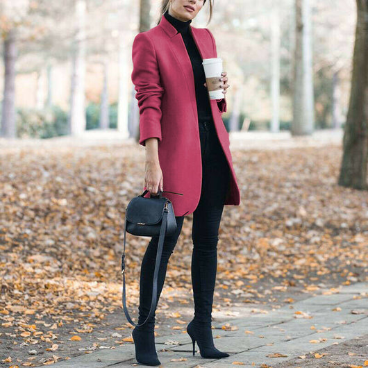 Blazer de Lana Cuello Alto Moda Europea Otoño Invierno - Image 8