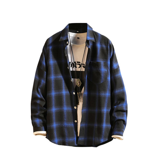 Camisa Retro Japonesa a Cuadros y Rayas para Hombre - Image 8