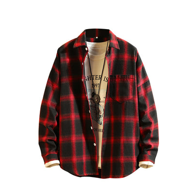 Camisa Retro Japonesa a Cuadros y Rayas para Hombre - Image 9