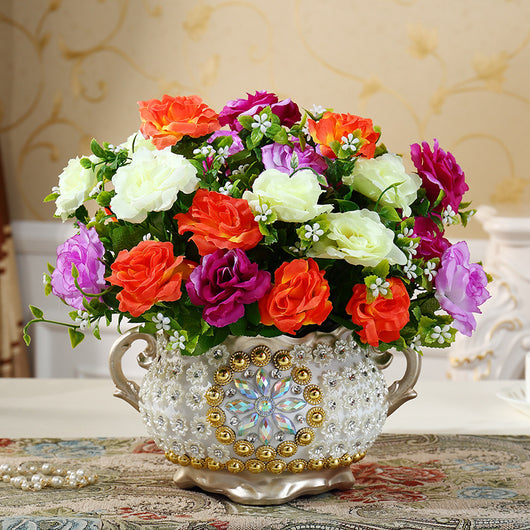 Jarrón Decorativo de Cerámica Simulada para Flores Secas - Adorno Americano de Sala - Image 6