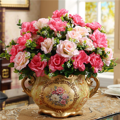 Jarrón Decorativo de Cerámica Simulada para Flores Secas - Adorno Americano de Sala