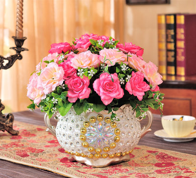 Jarrón Decorativo de Cerámica Simulada para Flores Secas - Adorno Americano de Sala - Image 4