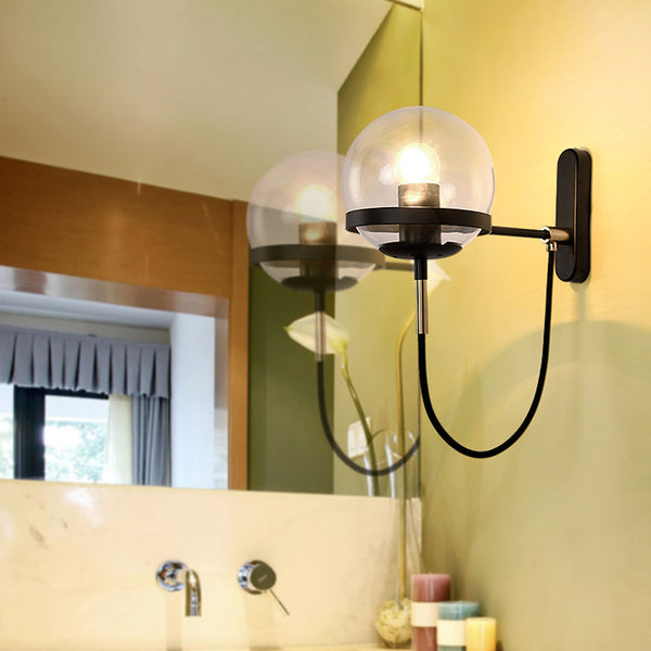Lámpara de Pared Esfera de Vidrio Estilo Retro para Hoteles y Dormitorios