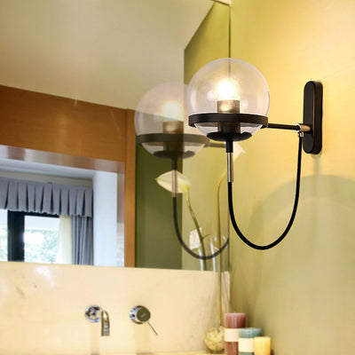 Lámpara de Pared Esfera de Vidrio Estilo Retro para Hoteles y Dormitorios