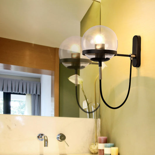 Lámpara de Pared Esfera de Vidrio Estilo Retro para Hoteles y Dormitorios