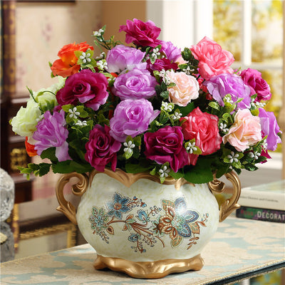 Jarrón Decorativo de Cerámica Simulada para Flores Secas - Adorno Americano de Sala - Image 8