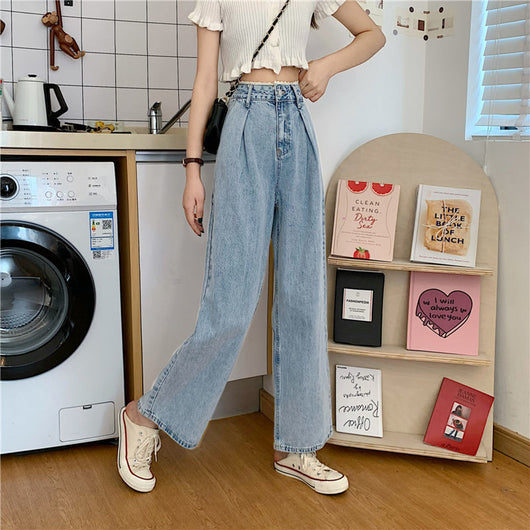 Jeans de Cintura Alta con Encaje Estilo Coreano para Mujer - Pantalones Rectos Oversize - Image 12