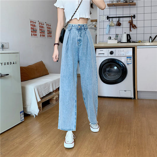 Jeans de Cintura Alta con Encaje Estilo Coreano para Mujer - Pantalones Rectos Oversize - Image 14