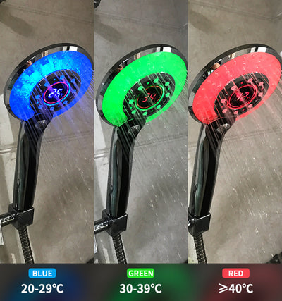 Cabezal de Ducha LED RGB con Sensor de Temperatura - 3 Modos de Luz