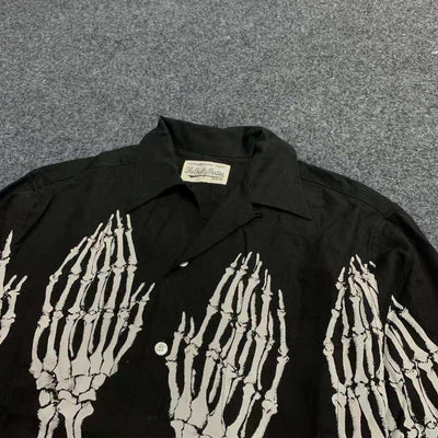 Camisa Casual Ghost Estampada Manga Larga Cuello Puntiagudo Estilo Ins - Image 8