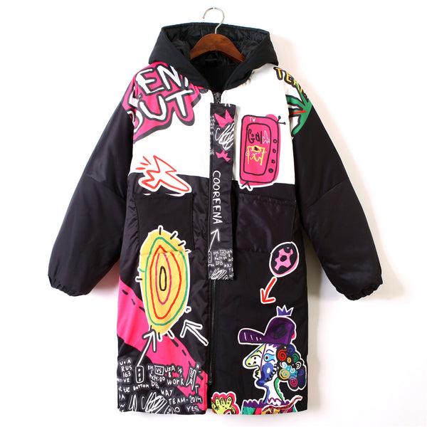 Chaqueta Acolchada de Algodón para Mujer Invierno - Diseño Cartoon Trendy