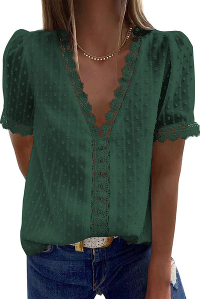 Camiseta Casual Mujer con Encaje Jacquard Manga Corta - Image 7