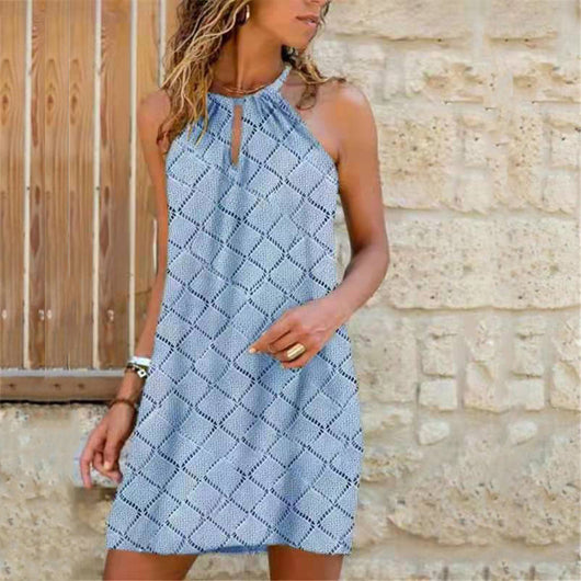 Vestido Elegante con Cuello Halter y Estampado Moderno - Image 16