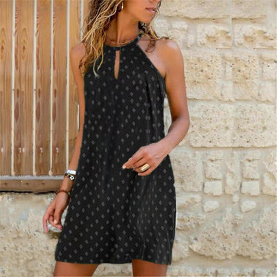 Vestido Elegante con Cuello Halter y Estampado Moderno - Image 9