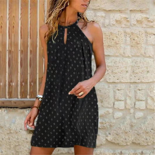 Vestido Elegante con Cuello Halter y Estampado Moderno - Image 9