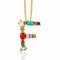 Colar Hip Hop com Pingente de Letra de Cobre 26 Letras Cravejadas e Corrente na Clavícula F
