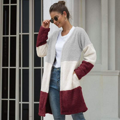 Cardigan de Lana con Empalmes de Tres Colores para Mujer - Image 5