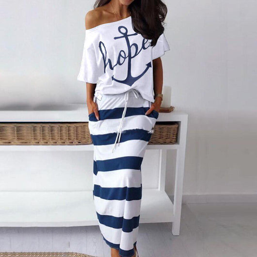 Conjunto Infantil Náutico: Playera y Falda con Estampa de Ancla - Image 14