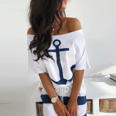 Conjunto Infantil Náutico: Playera y Falda con Estampa de Ancla - Image 5