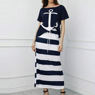 Conjunto Infantil Náutico: Playera y Falda con Estampa de Ancla - Image 7