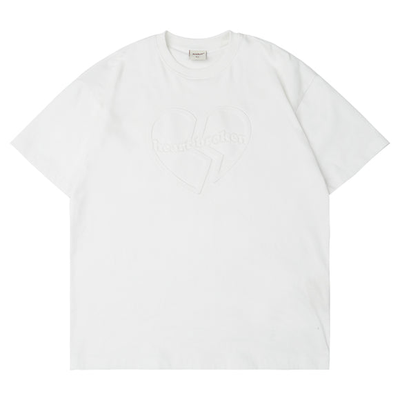 Loose Summer T-Shirt with Embossed Print - Niche Split Love Design