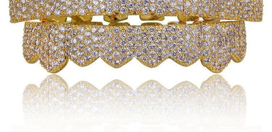 Set de Dientes de Oro con Diamantes Europeos - Carillas Dentales de Lujo Negro y Dorado - Image 10