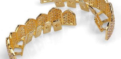 Set de Dientes de Oro con Diamantes Europeos - Carillas Dentales de Lujo Negro y Dorado - Image 8