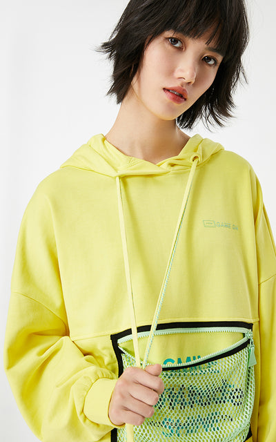 Sudadera Suelta con Capucha y Diseño de Malla ONLY Ole - Estilo Letter para Mujer - Image 4