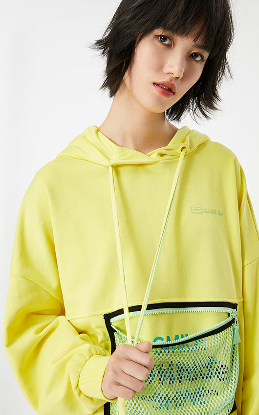 Sudadera Suelta con Capucha y Diseño de Malla ONLY Ole - Estilo Letter para Mujer - Image 4