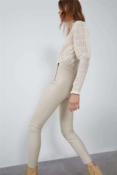 Pantalones de Cuero Ajustados para Otoño e Invierno - Image 11