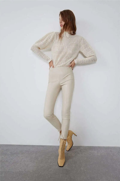 Pantalones de Cuero Ajustados para Otoño e Invierno - Image 12