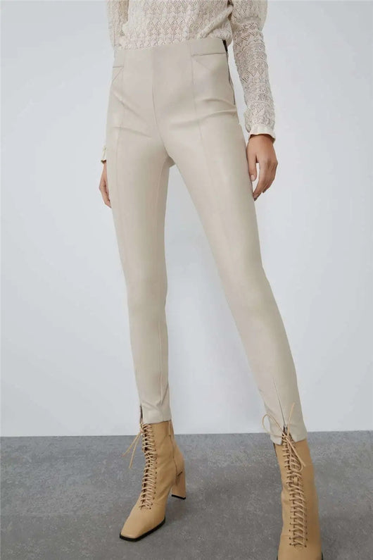Pantalones de Cuero Ajustados para Otoño e Invierno - Image 13