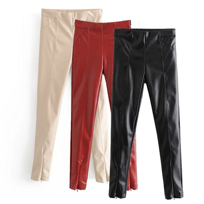 Pantalones de Cuero Ajustados para Otoño e Invierno - Image 19