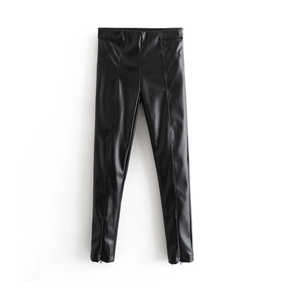 Pantalones de Cuero Ajustados para Otoño e Invierno