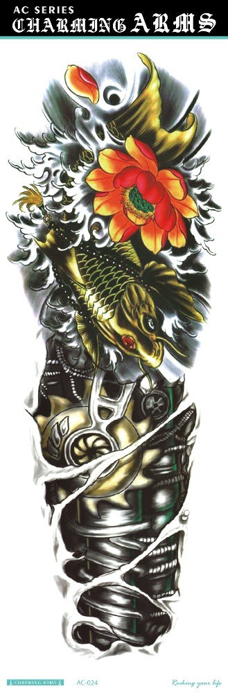Tatuajes Temporales Impermeables de Larga Duración - Diseños de Calavera, Dragón y Carpa - Image 46
