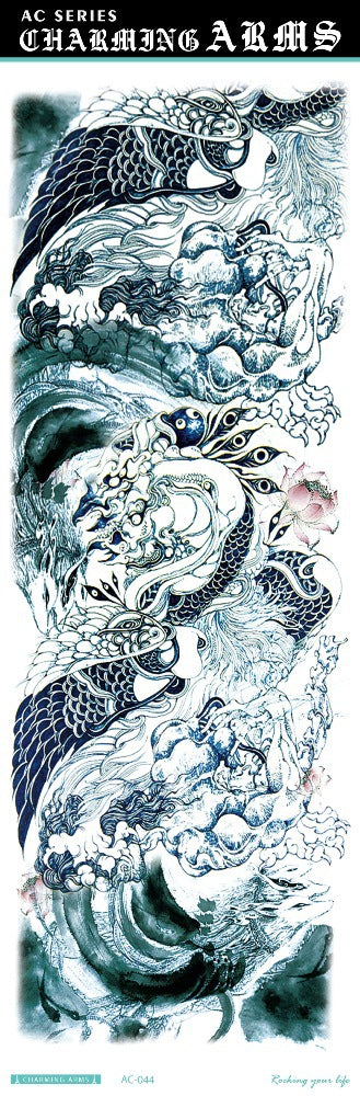 Tatuajes Temporales Impermeables de Larga Duración - Diseños de Calavera, Dragón y Carpa - Image 69