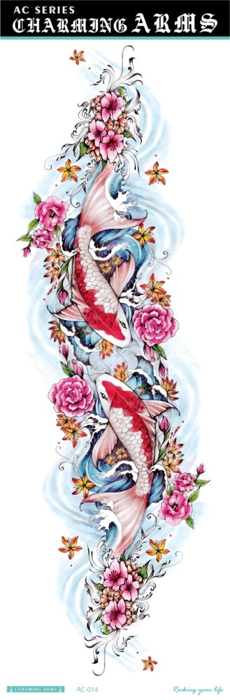 Tatuajes Temporales Impermeables de Larga Duración - Diseños de Calavera, Dragón y Carpa - Image 64