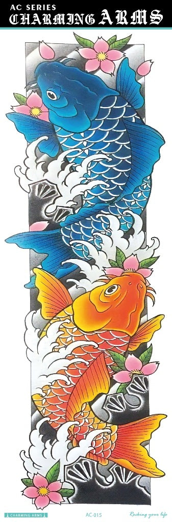 Tatuajes Temporales Impermeables de Larga Duración - Diseños de Calavera, Dragón y Carpa - Image 62