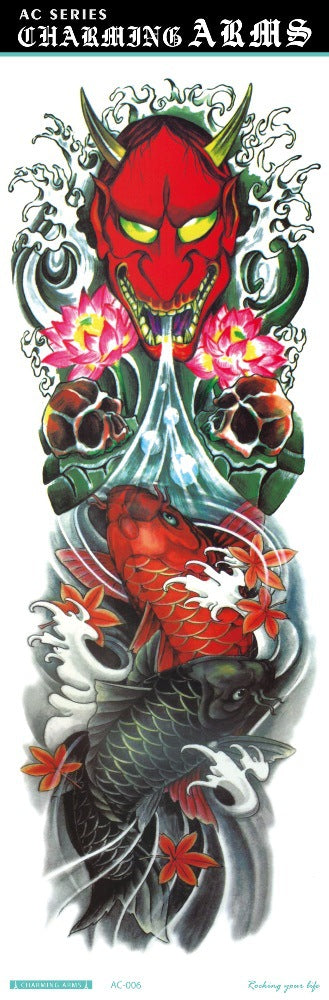 Tatuajes Temporales Impermeables de Larga Duración - Diseños de Calavera, Dragón y Carpa
