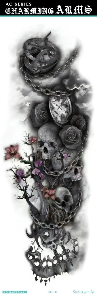 Tatuajes Temporales Impermeables de Larga Duración - Diseños de Calavera, Dragón y Carpa - Image 19