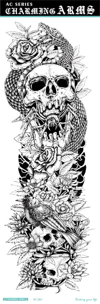 Tatuajes Temporales Impermeables de Larga Duración - Diseños de Calavera, Dragón y Carpa - Image 23