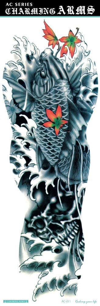 Tatuajes Temporales Impermeables de Larga Duración - Diseños de Calavera, Dragón y Carpa - Image 29
