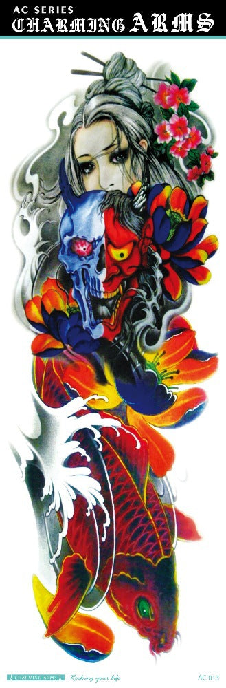 Tatuajes Temporales Impermeables de Larga Duración - Diseños de Calavera, Dragón y Carpa - Image 30
