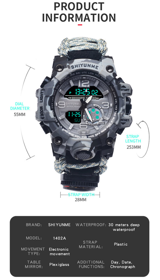 Reloj Deportivo Multifunción con Silbato de Emergencia y Brújula - Image 15