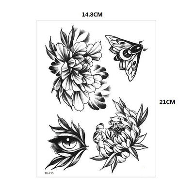 Tatuajes Temporales Impermeables Diseños Old School - Zorro, Gato, Calavera y Hechizo - Image 19