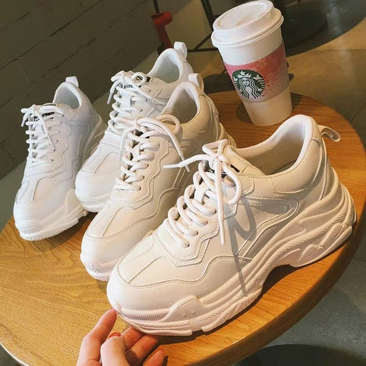 Zapatillas Deportivas Blancas para Mujer con Plataforma Elevadora y Forro de Terciopelo - Image 2