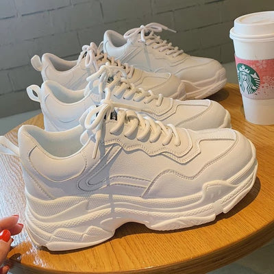 Zapatillas Deportivas Blancas para Mujer con Plataforma Elevadora y Forro de Terciopelo - Image 3